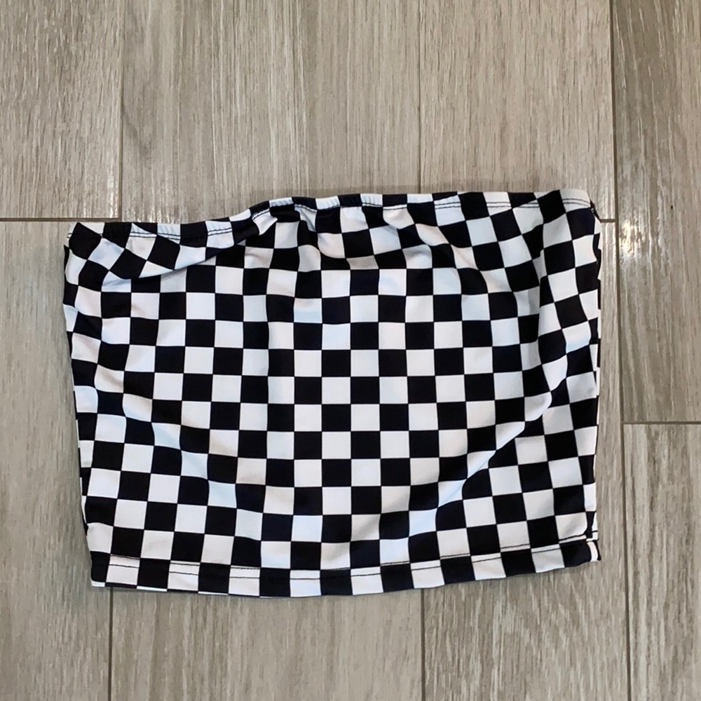 Black checkered tube top